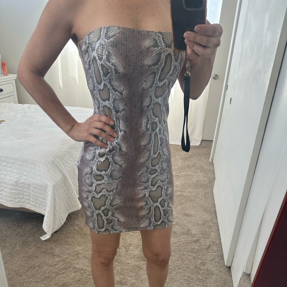 Strapless sequin dress